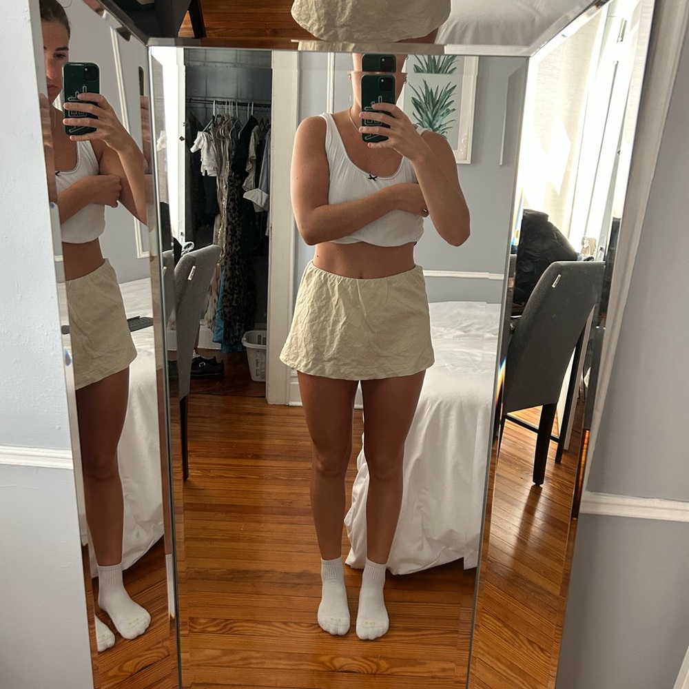 Free People Cream Mini Skirt